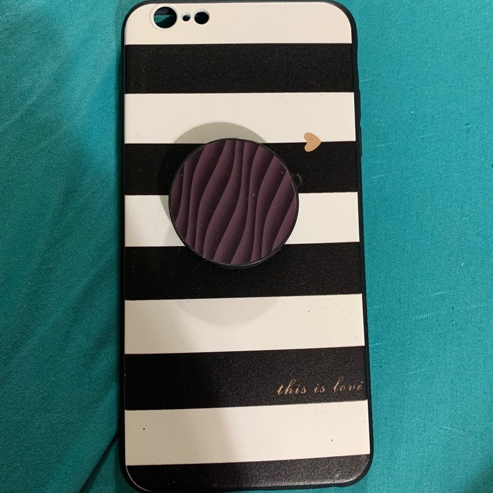 📱iPhone 6s+ stripe phone case with pop socket📱